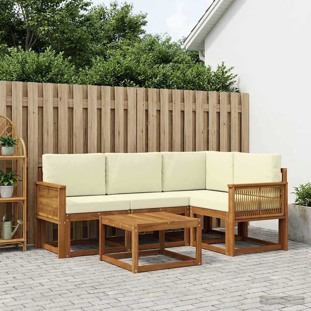 vidaXL Zestaw sof na zewnątrz 5 pcs Naturalny i Kremowy Poliester