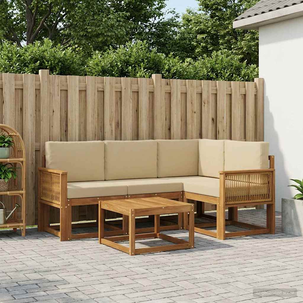 vidaXL Zestaw sof na zewnątrz 5 pcs Naturalny i Beżowy Poliester