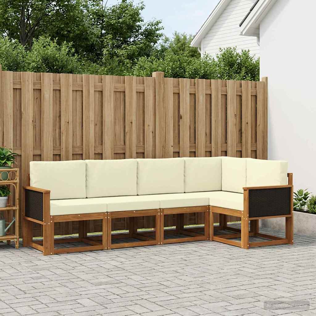 vidaXL Zestaw sof na zewnątrz 5 pcs Naturalny i Kremowy Poliester