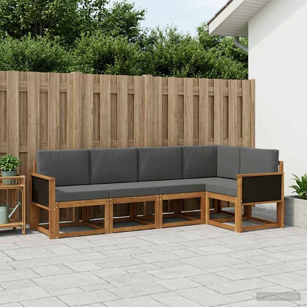 vidaXL Zestaw sof na zewnątrz 5 pcs Naturalny i Antracytowy Poliester