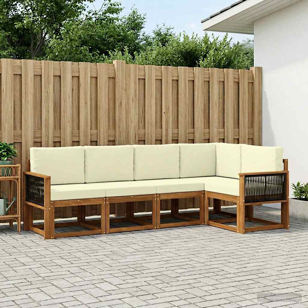 vidaXL Zestaw sof na zewnątrz 5 pcs Naturalny i Kremowy Poliester