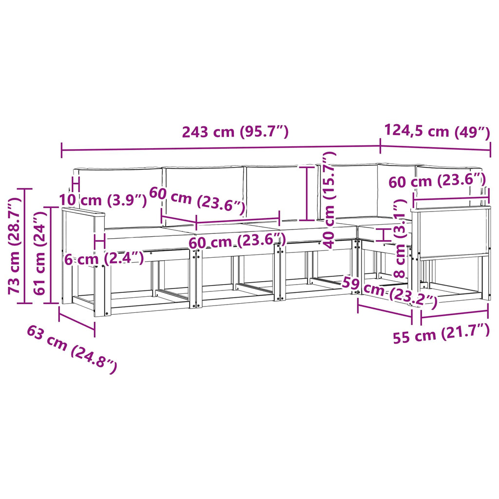 vidaXL Zestaw sof na zewnątrz 5 pcs Naturalny i Kremowy Poliester