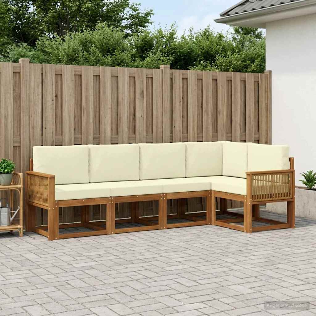 vidaXL Zestaw sof na zewnątrz 5 pcs Naturalny i Kremowy Poliester