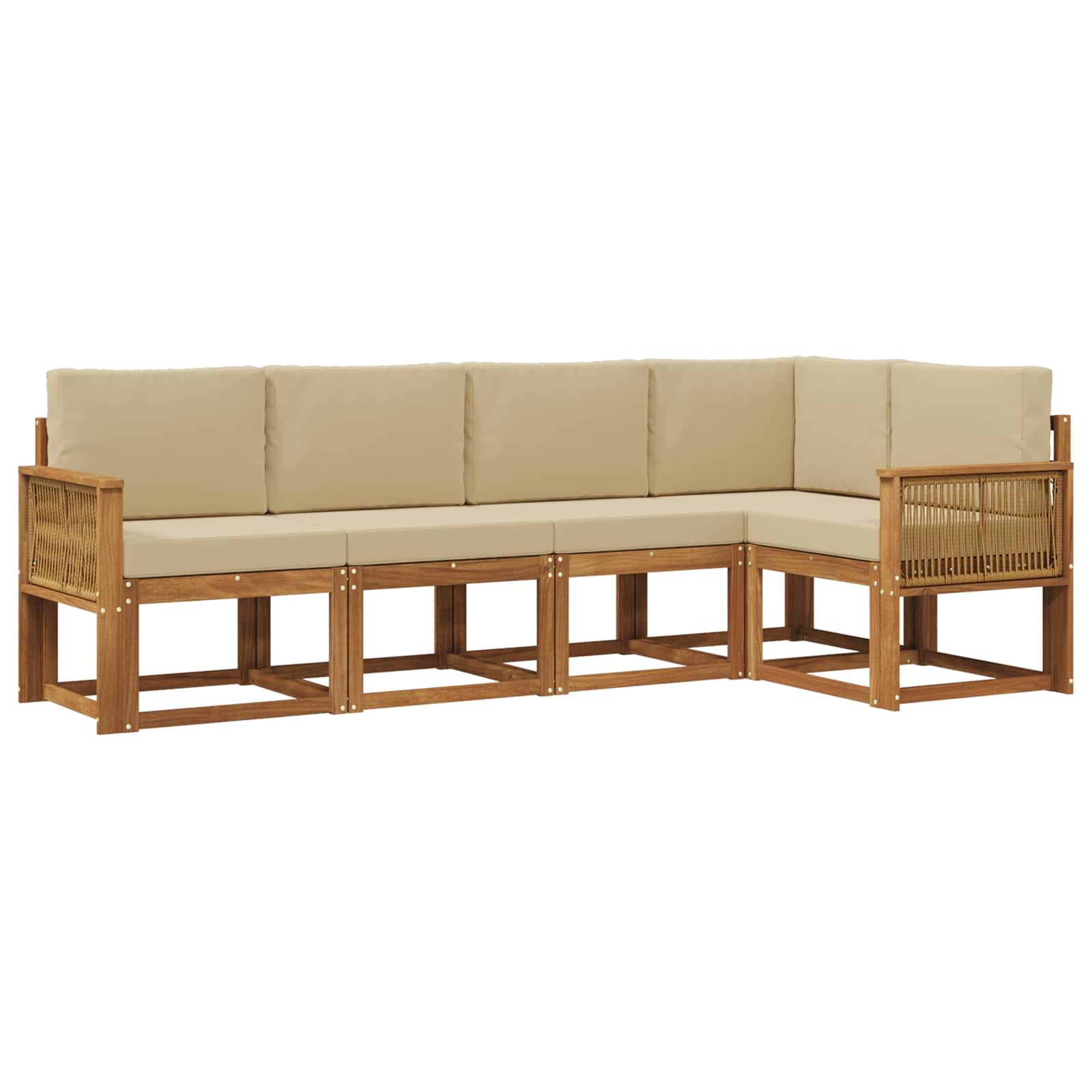 vidaXL Zestaw sof na zewnątrz 5 pcs Naturalny i Beżowy Poliester