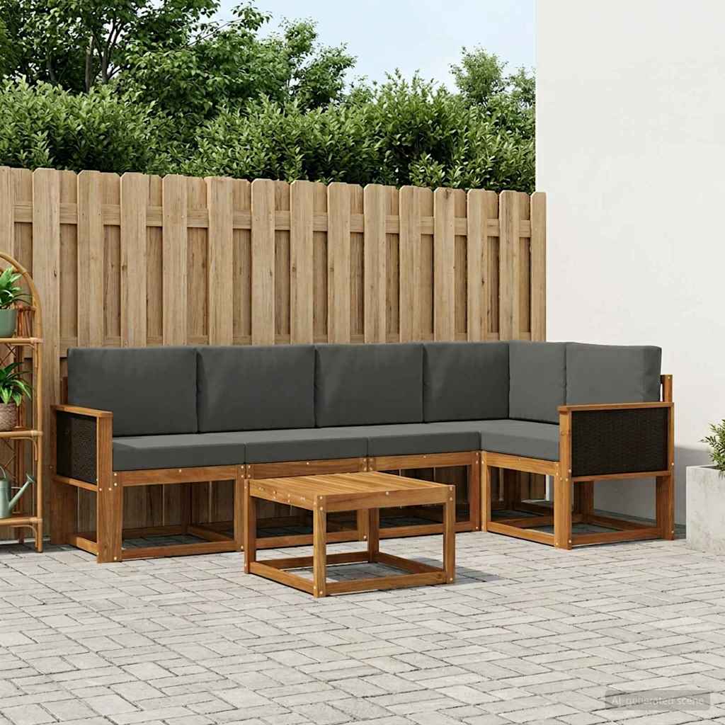 vidaXL Zestaw sof na zewnątrz z poduszką 6 pcs Naturalny i Antracytowy