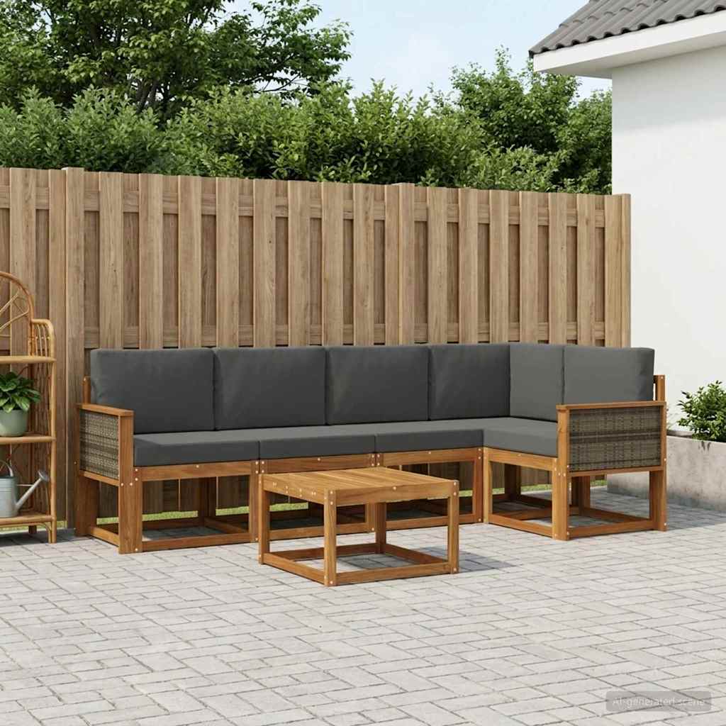 vidaXL Zestaw sof na zewnątrz z poduszką 6 pcs Naturalny i Antracytowy