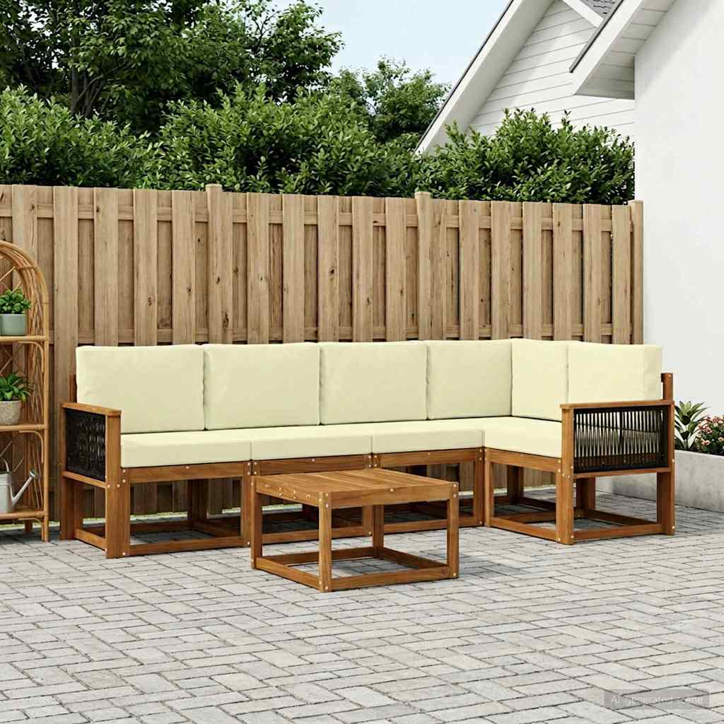 vidaXL Zestaw sof na zewnątrz z poduszką 6 pcs Naturalny i Kremowy