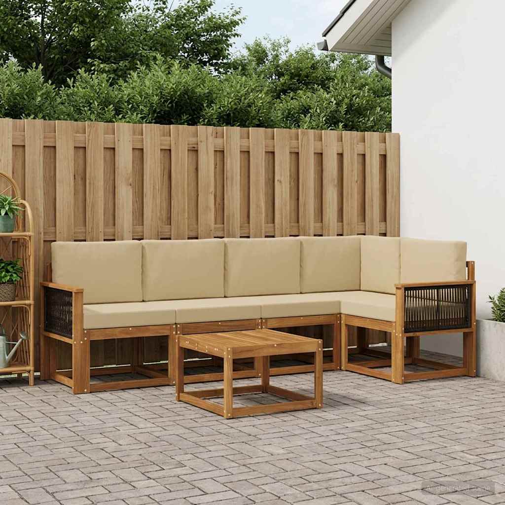 vidaXL Zestaw sof na zewnątrz z poduszką 6 pcs Naturalny i Beżowy