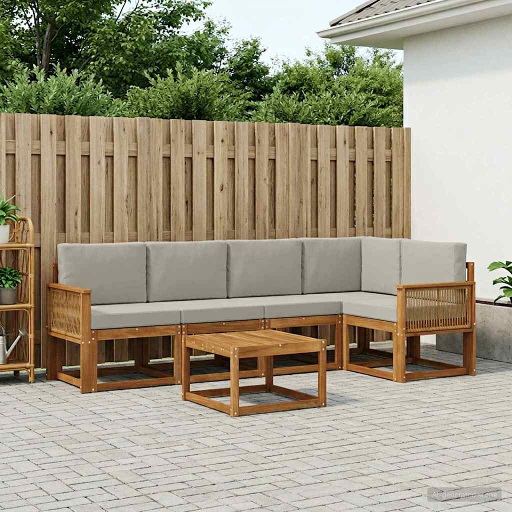 vidaXL Zestaw sof na zewnątrz z poduszką 6 pcs Naturalny i jasnoszary