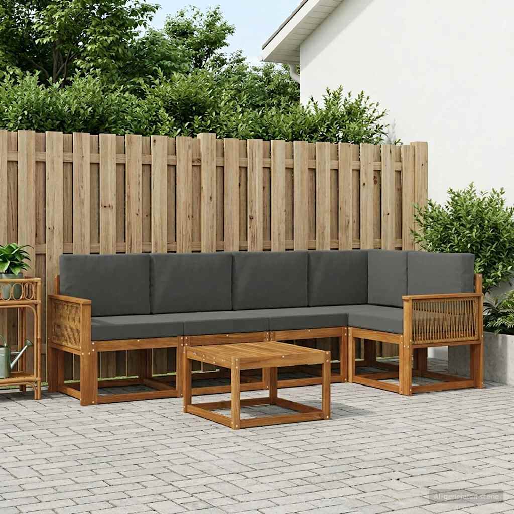 vidaXL Zestaw sof na zewnątrz z poduszką 6 pcs Naturalny i Antracytowy