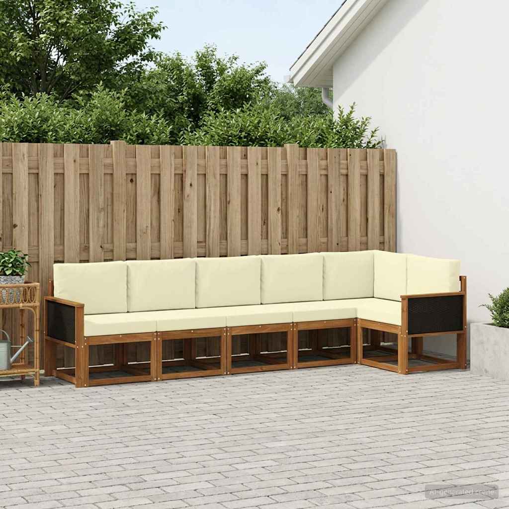 vidaXL Zestaw sof na zewnątrz 6 pcs Naturalny i Kremowy Poliester