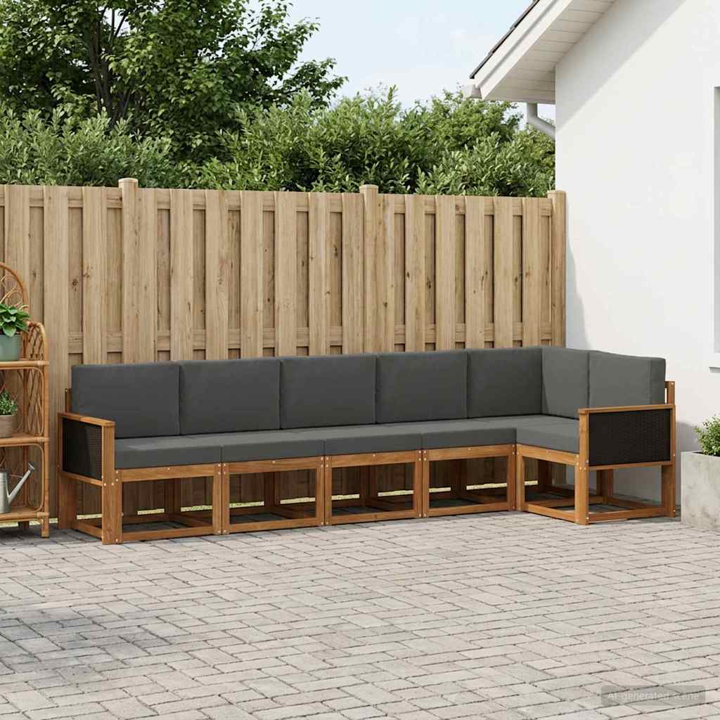 vidaXL Zestaw sof na zewnątrz 6 pcs Naturalny i Antracytowy Poliester
