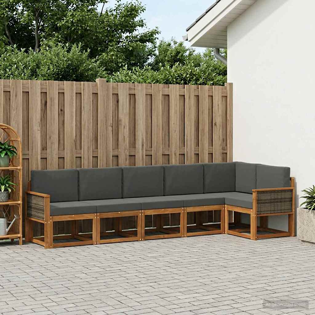 vidaXL Zestaw sof na zewnątrz 6 pcs Naturalny i Antracytowy Poliester
