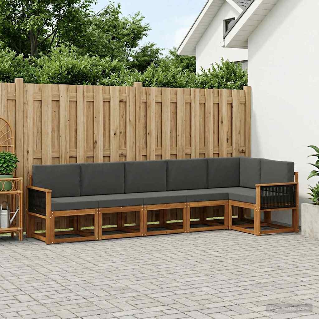 vidaXL Zestaw sof na zewnątrz 6 pcs Naturalny i Antracytowy Poliester