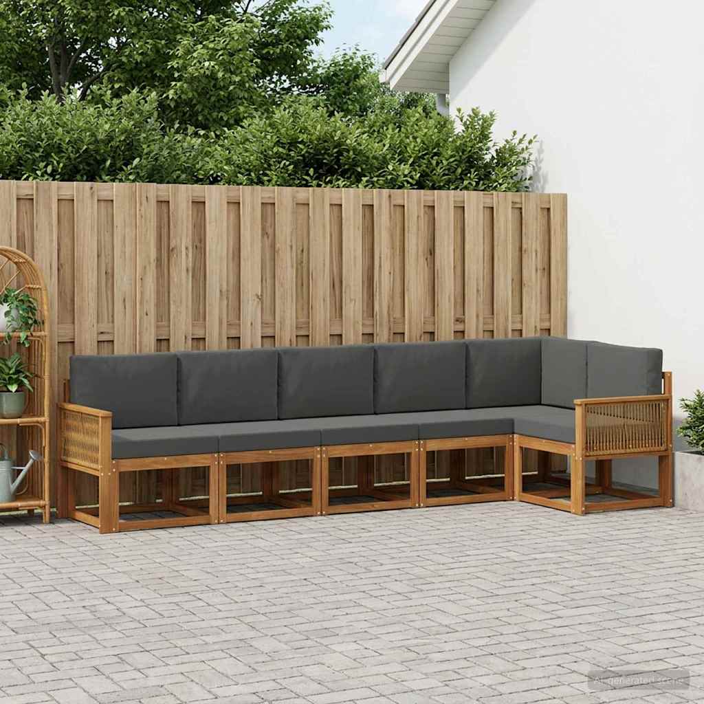 vidaXL Zestaw sof na zewnątrz 6 pcs Naturalny i Antracytowy Poliester