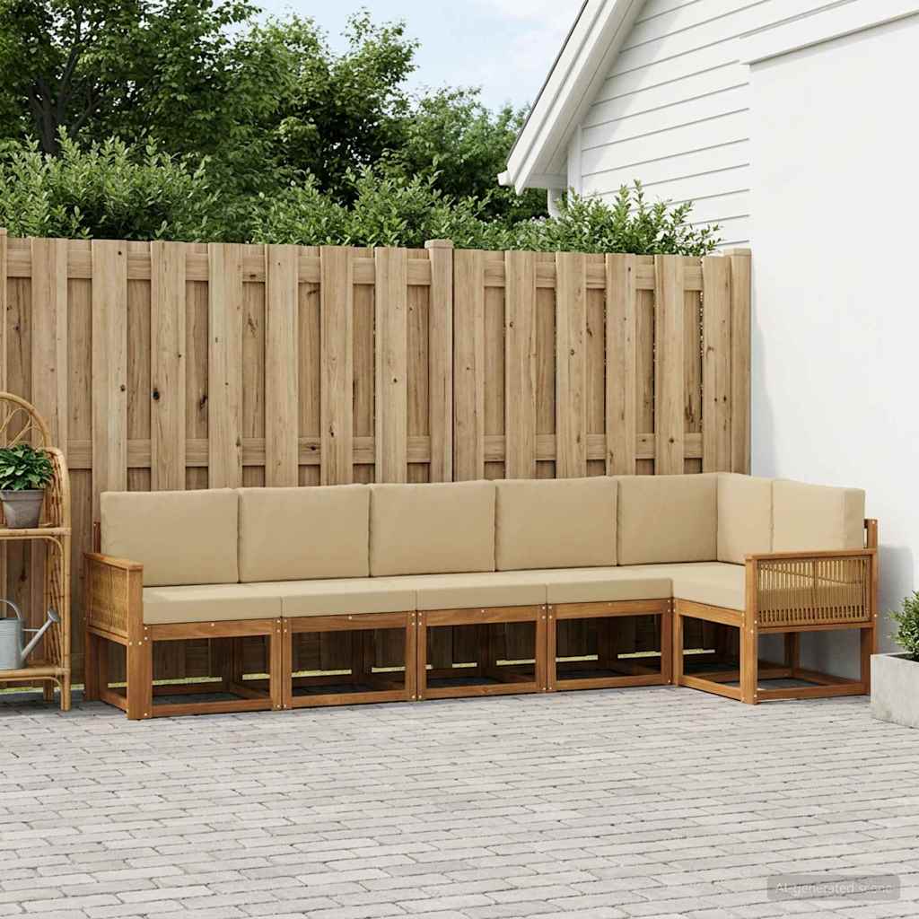 vidaXL Zestaw sof na zewnątrz 6 pcs Naturalny i Beżowy Poliester