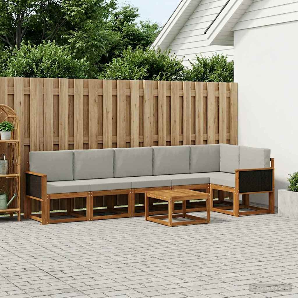 vidaXL Zestaw sof na zewnątrz 7 pcs Naturalny i jasnoszary Poliester