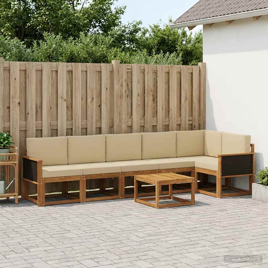 vidaXL Zestaw sof na zewnątrz 7 pcs Naturalny i Beżowy Poliester