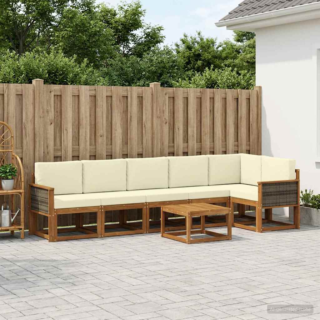vidaXL Zestaw sof na zewnątrz 7 pcs Naturalny i Kremowy Poliester