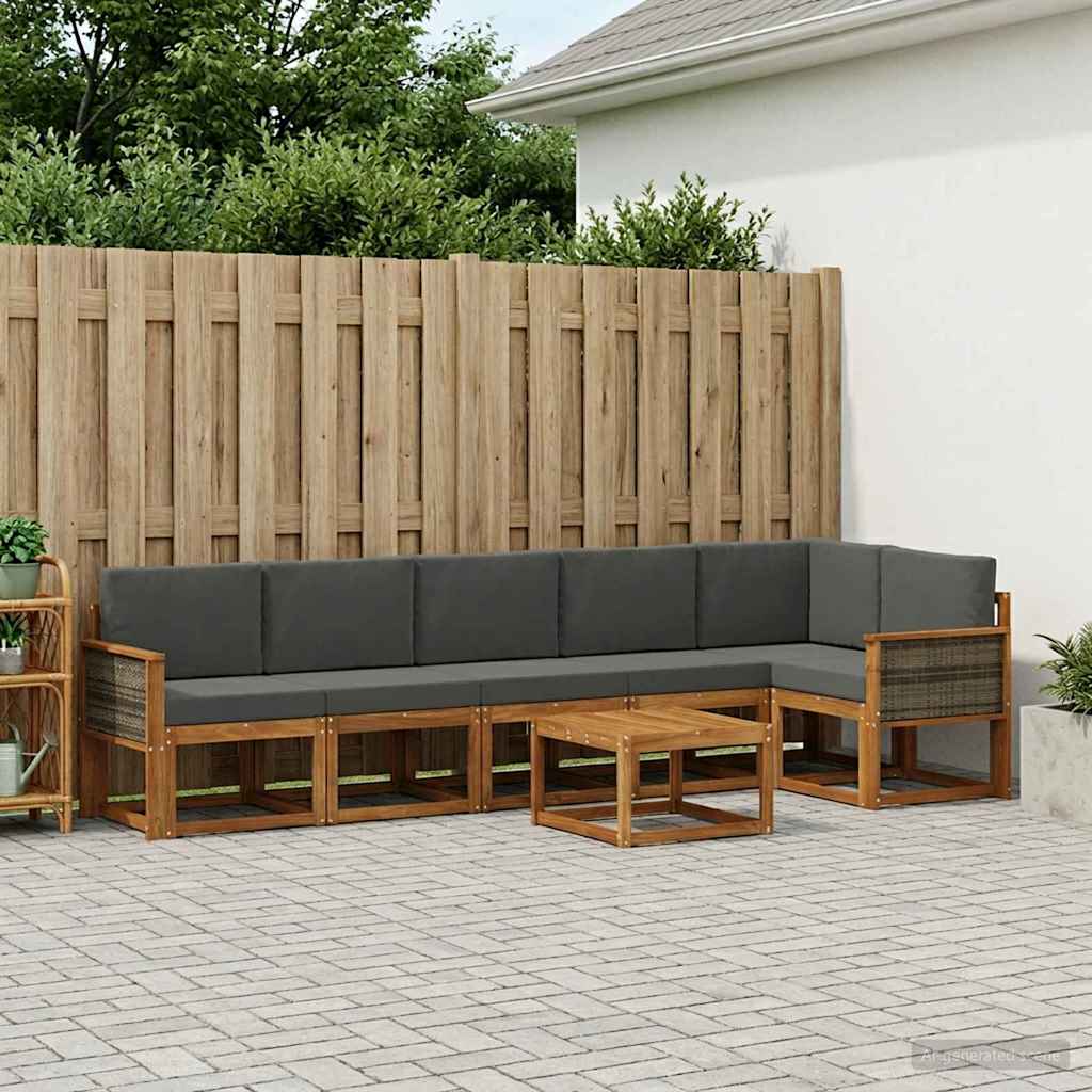 vidaXL Zestaw sof na zewnątrz 7 pcs Naturalny i Antracytowy Poliester