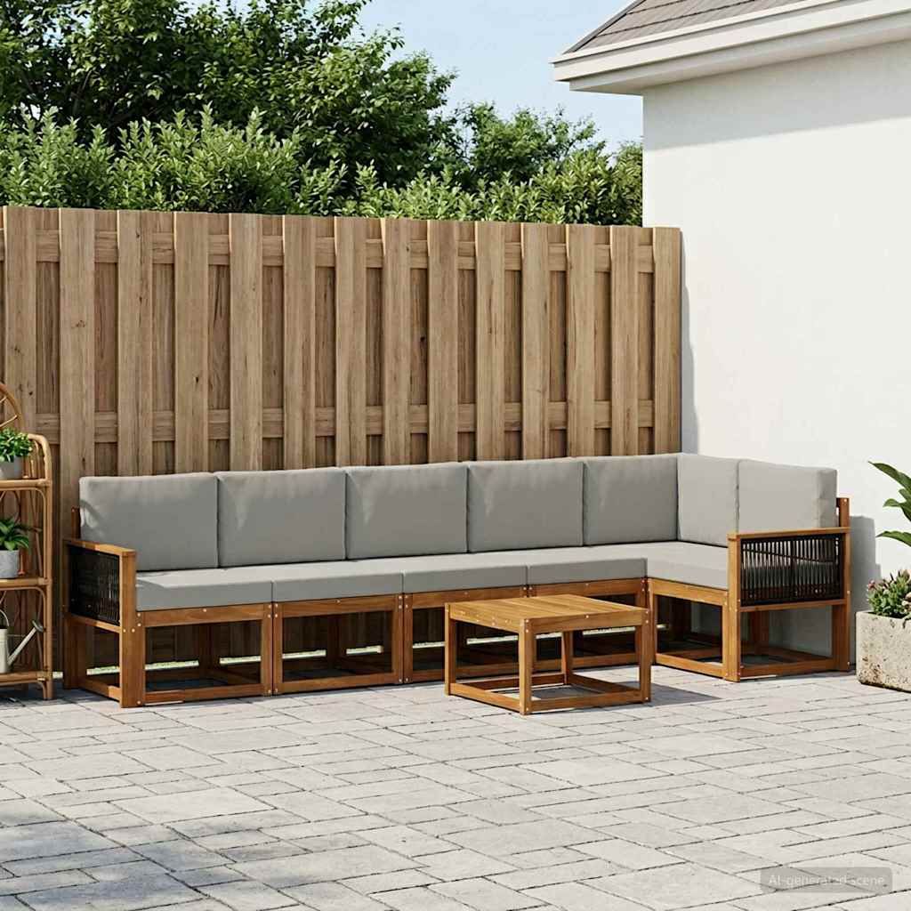 vidaXL Zestaw sof na zewnątrz 7 pcs Naturalny i jasnoszary Poliester
