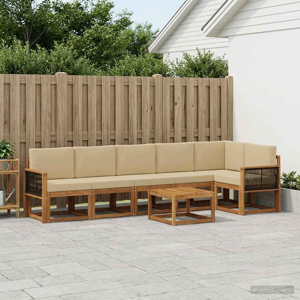 vidaXL Zestaw sof na zewnątrz 7 pcs Naturalny i Beżowy Poliester