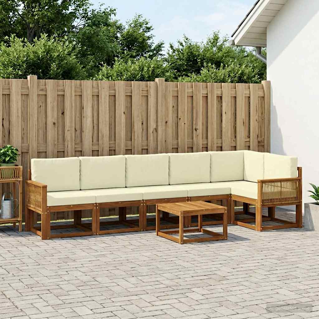 vidaXL Zestaw sof na zewnątrz 7 pcs Naturalny i Kremowy Poliester