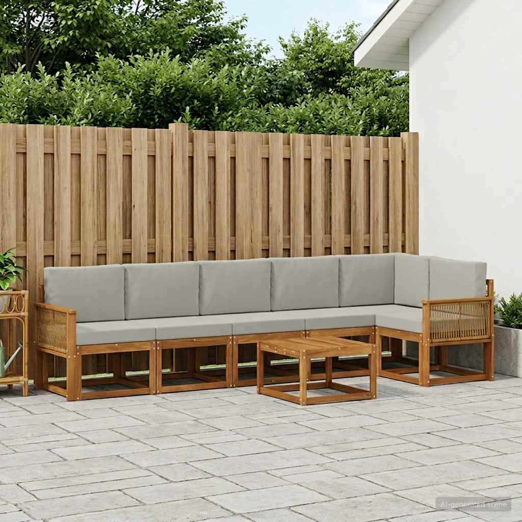vidaXL Zestaw sof na zewnątrz 7 pcs Naturalny i jasnoszary Poliester