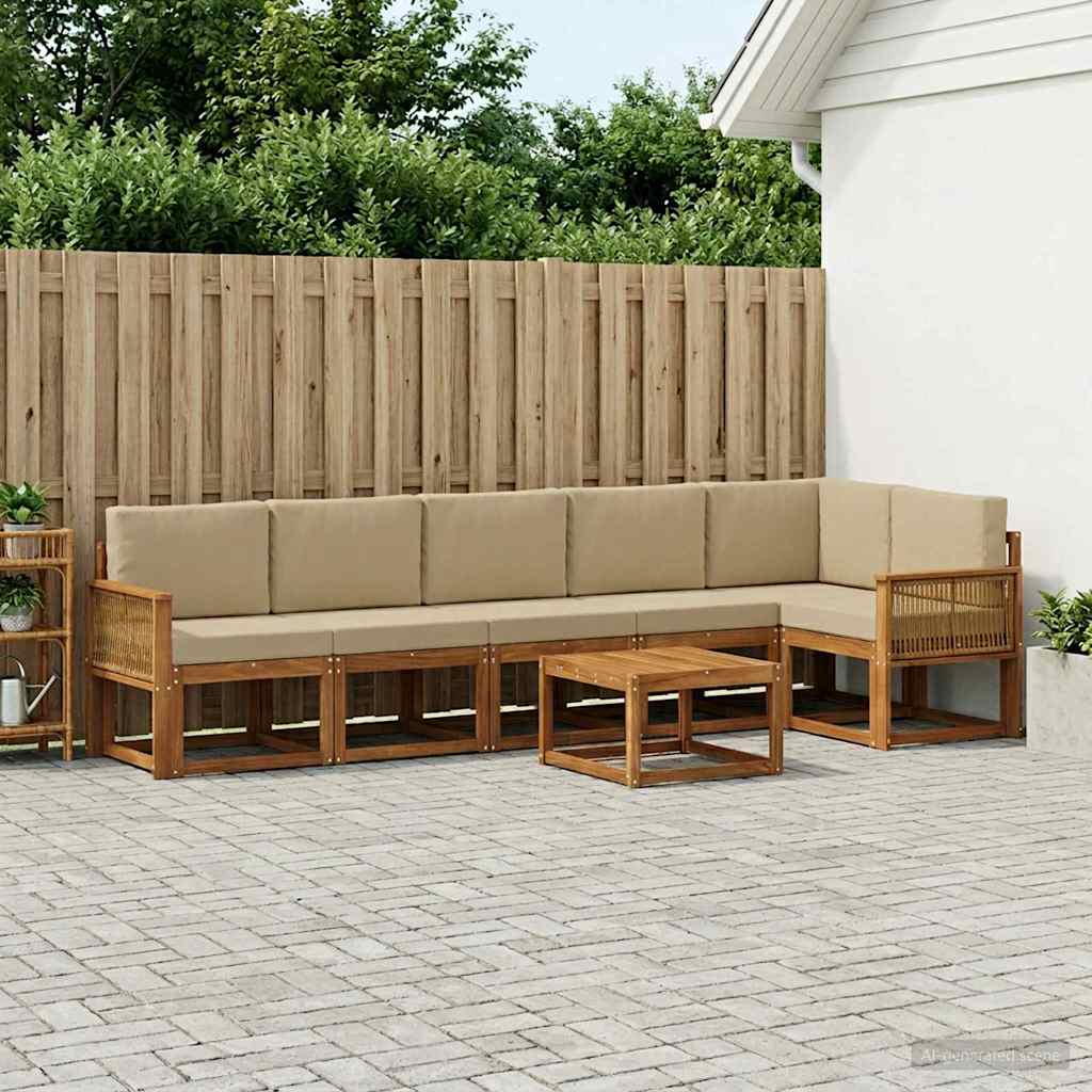 vidaXL Zestaw sof na zewnątrz 7 pcs Naturalny i Beżowy Poliester