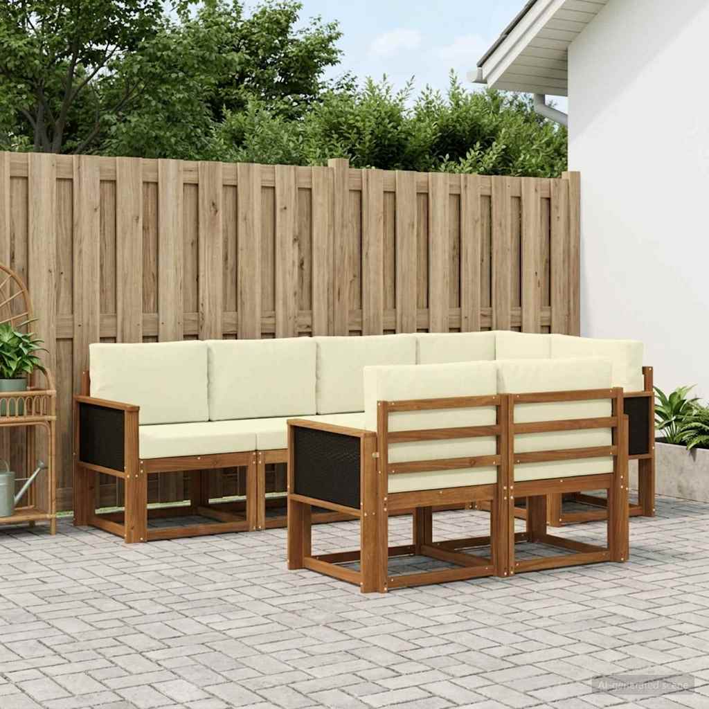 vidaXL Zestaw sof na zewnątrz 7 pcs Naturalny i Kremowy Poliester