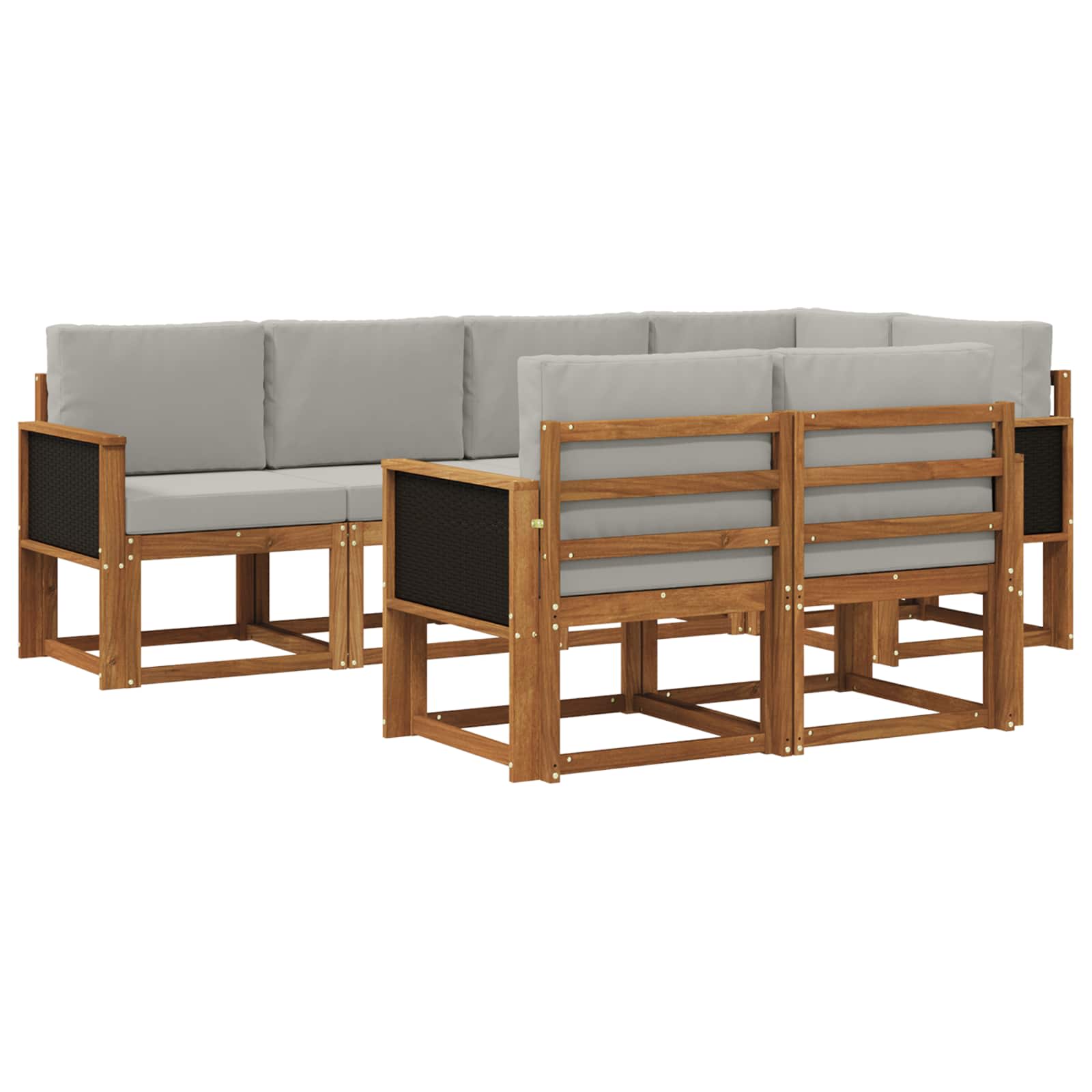 vidaXL Zestaw sof na zewnątrz 7 pcs Naturalny i jasnoszary Poliester