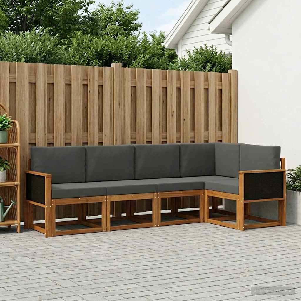 vidaXL Zestaw sof na zewnątrz 7 pcs Naturalny i Antracytowy Poliester