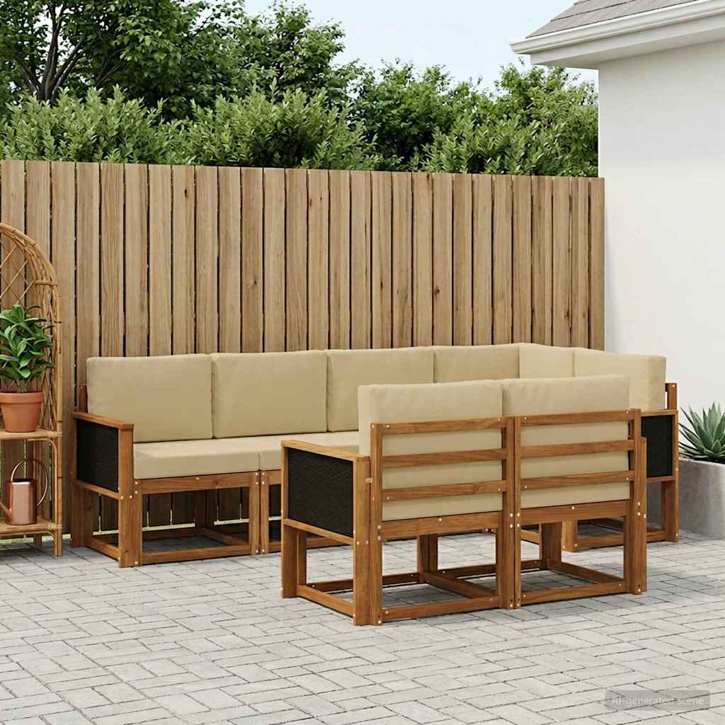 vidaXL Zestaw sof na zewnątrz 7 pcs Naturalny i Beżowy Poliester