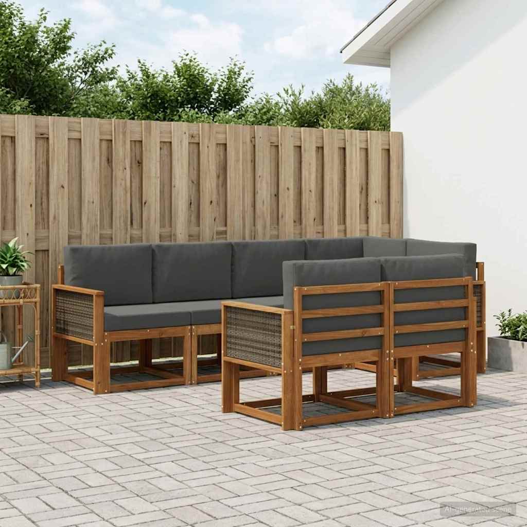 vidaXL Zestaw sof na zewnątrz 7 pcs Naturalny i Antracytowy Poliester