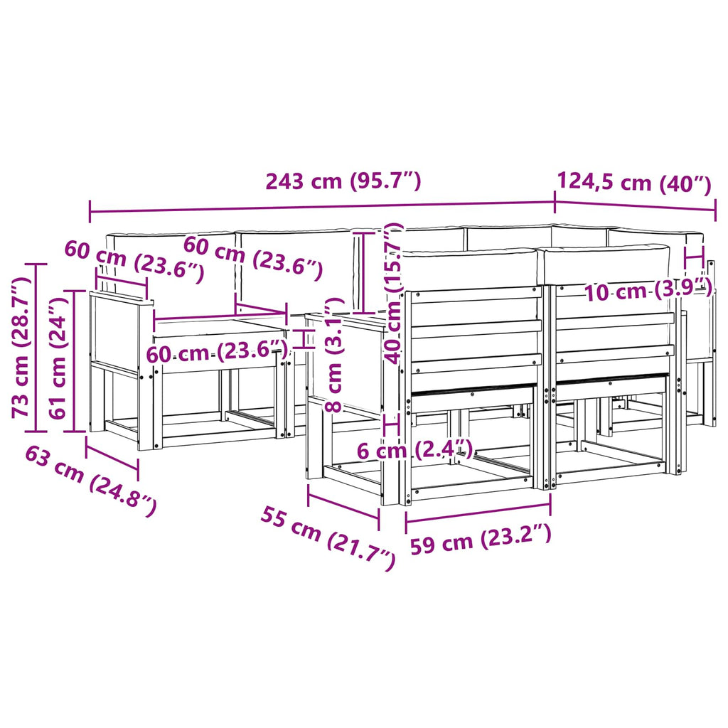vidaXL Zestaw sof na zewnątrz 7 pcs Naturalny i Kremowy Poliester