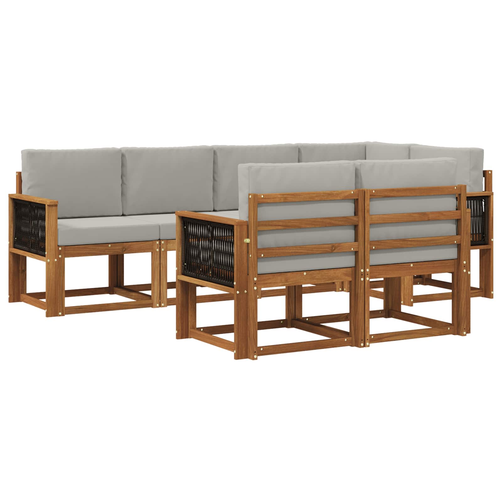 vidaXL Zestaw sof na zewnątrz 7 pcs Naturalny i jasnoszary Poliester