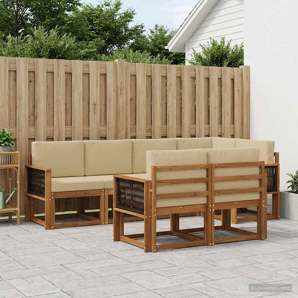 vidaXL Zestaw sof na zewnątrz 7 pcs Naturalny i Beżowy Poliester
