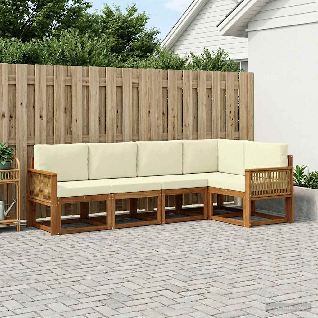 vidaXL Zestaw sof na zewnątrz 7 pcs Naturalny i Kremowy Poliester