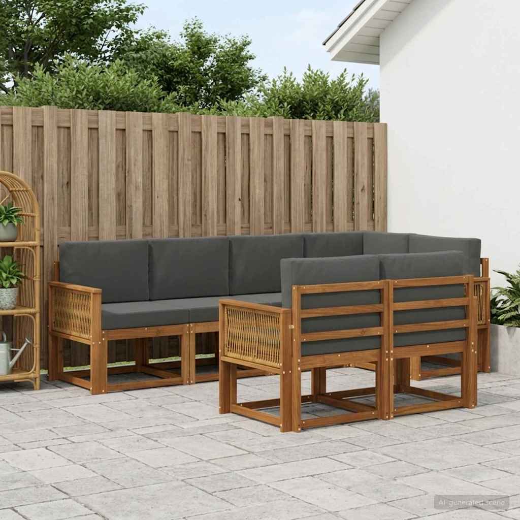 vidaXL Zestaw sof na zewnątrz 7 pcs Naturalny i Antracytowy Poliester