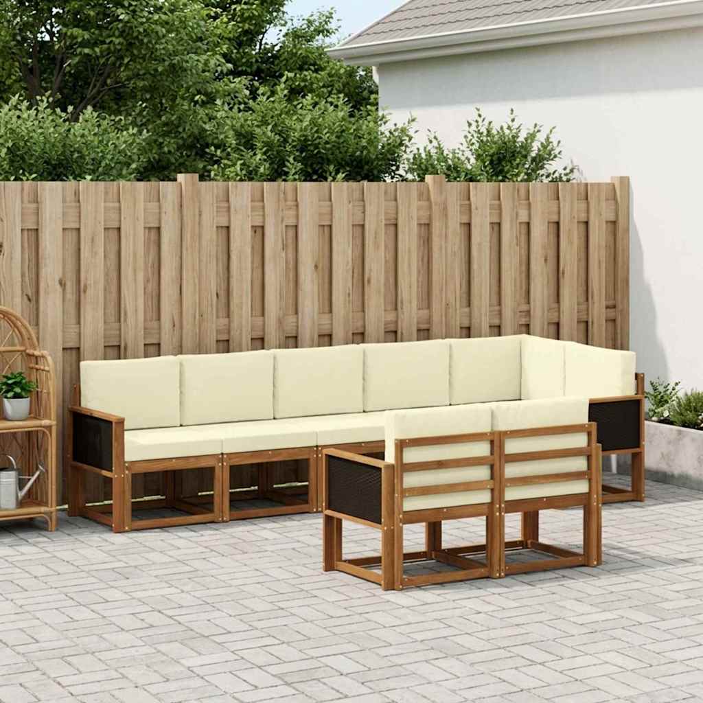 vidaXL Zestaw sof na zewnątrz 8 pcs Naturalny i Kremowy Poliester