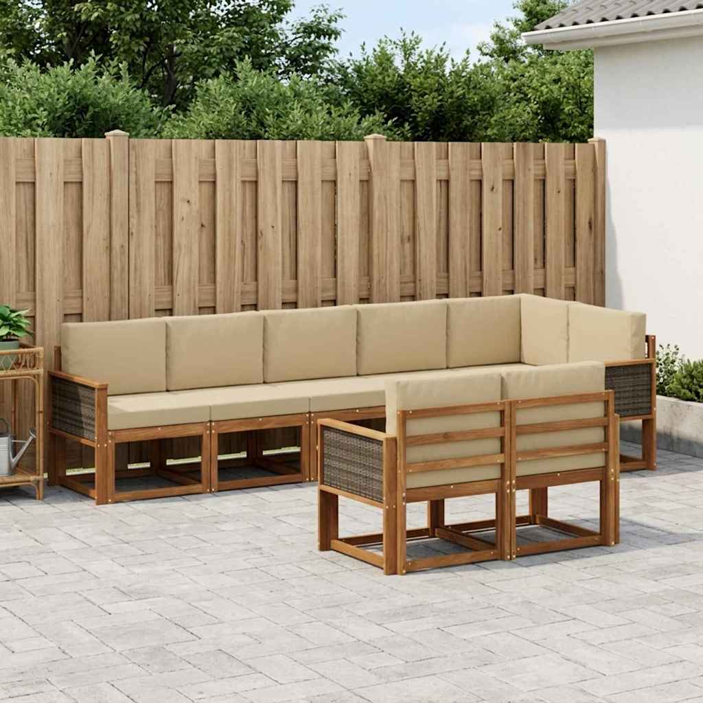 vidaXL Zestaw sof na zewnątrz 8 pcs Naturalny i Beżowy Poliester