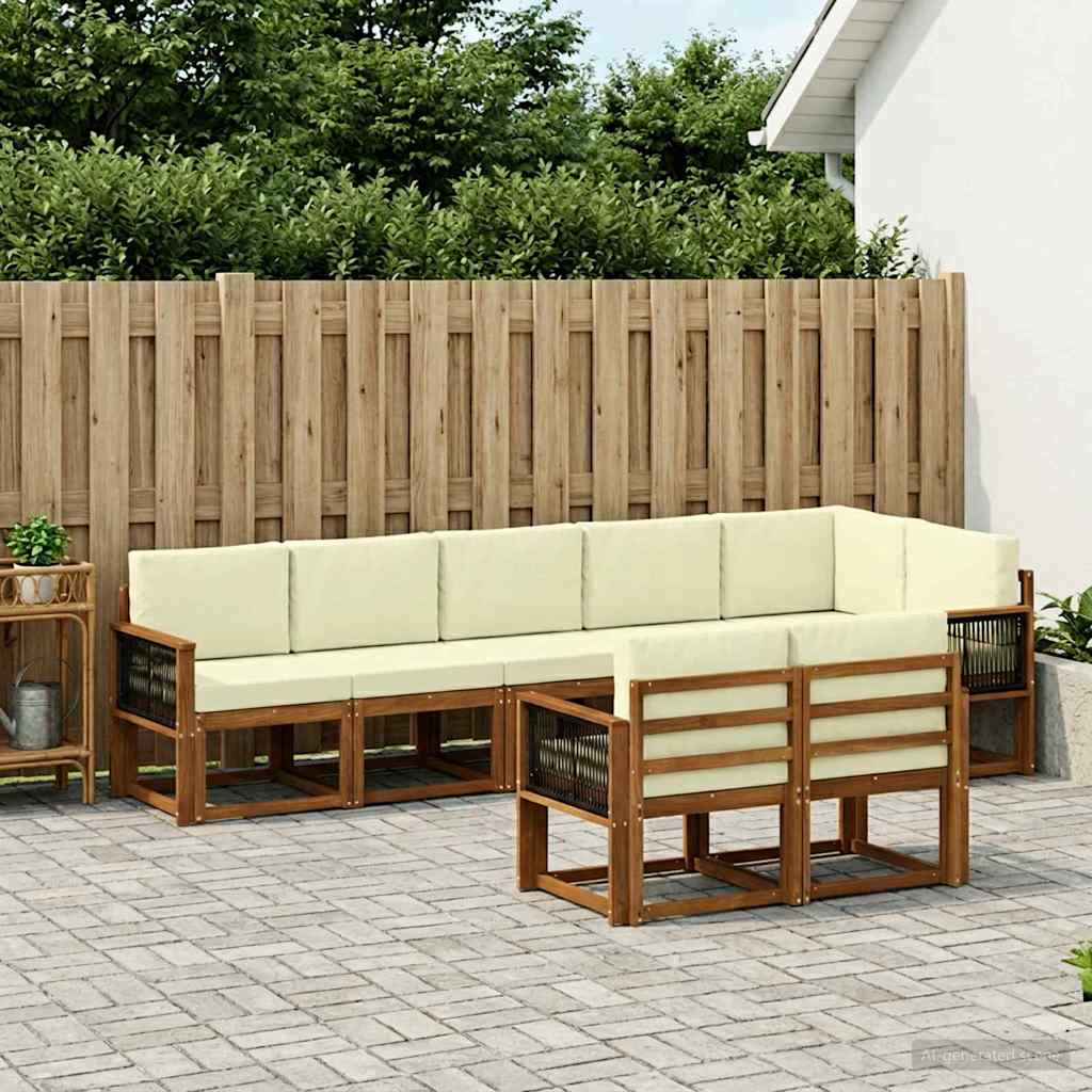 vidaXL Zestaw sof na zewnątrz 8 pcs Naturalny i Kremowy Poliester