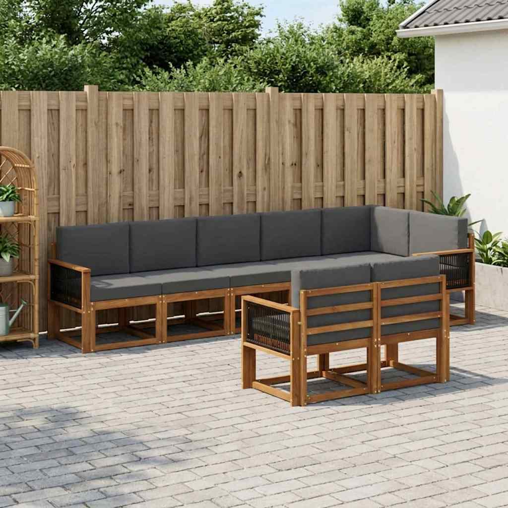 vidaXL Zestaw sof na zewnątrz 8 pcs Naturalny i Antracytowy Poliester