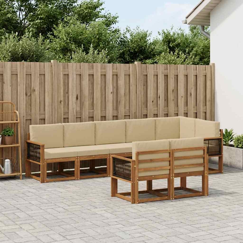 vidaXL Zestaw sof na zewnątrz 8 pcs Naturalny i Beżowy Poliester