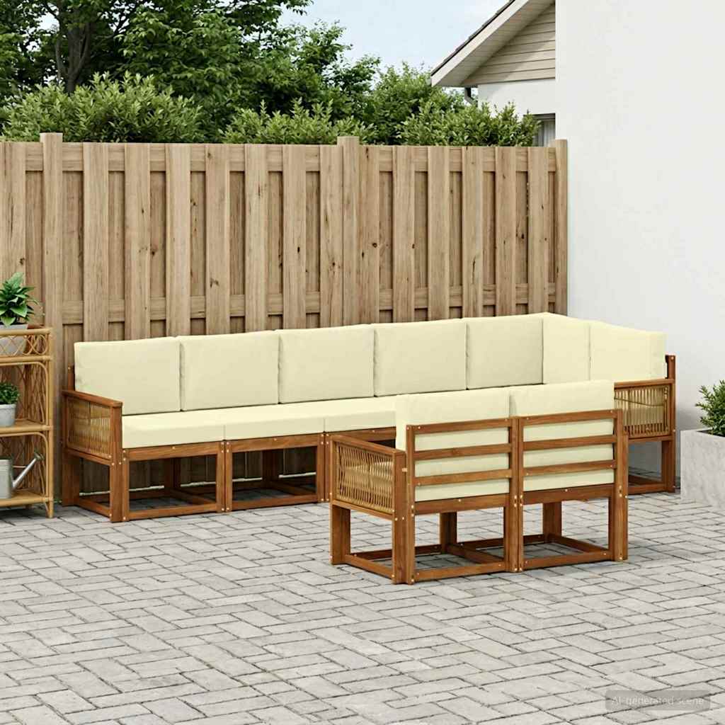 vidaXL Zestaw sof na zewnątrz 8 pcs Naturalny i Kremowy Poliester