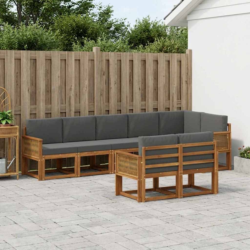 vidaXL Zestaw sof na zewnątrz 8 pcs Naturalny i Antracytowy Poliester