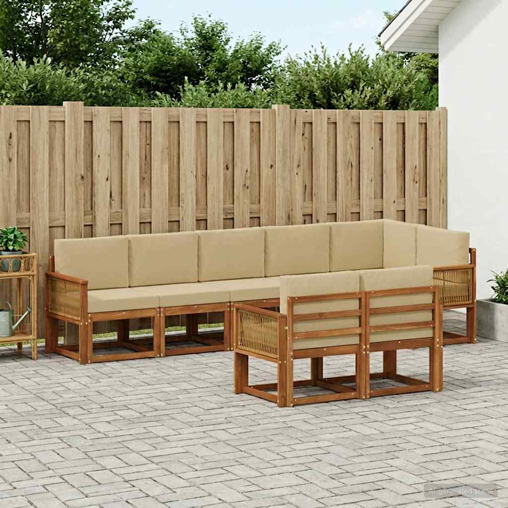 vidaXL Zestaw sof na zewnątrz 8 pcs Naturalny i Beżowy Poliester