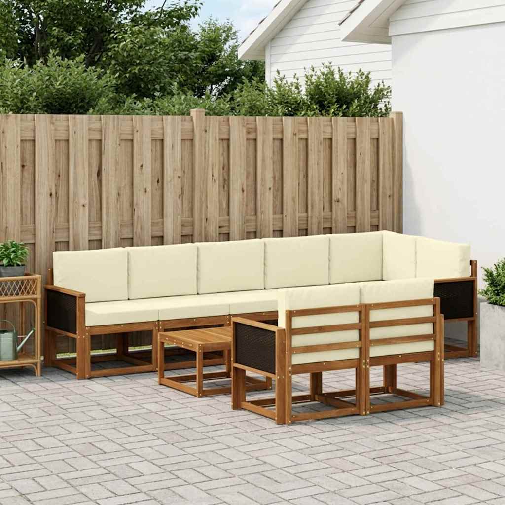 vidaXL Zestaw sof na zewnątrz 9 pcs Naturalny i Kremowy Poliester