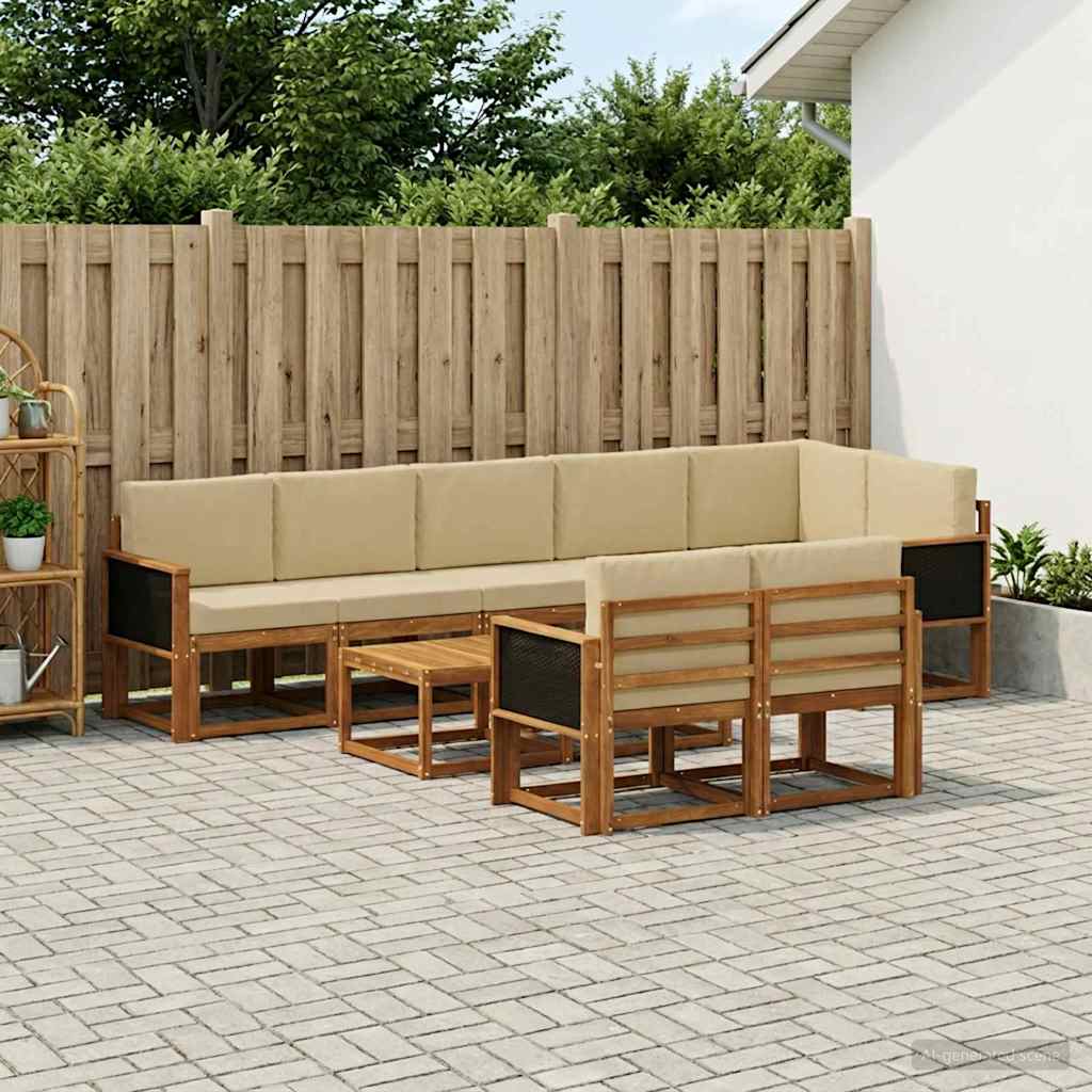 vidaXL Zestaw sof na zewnątrz 9 pcs Naturalny i Beżowy Poliester