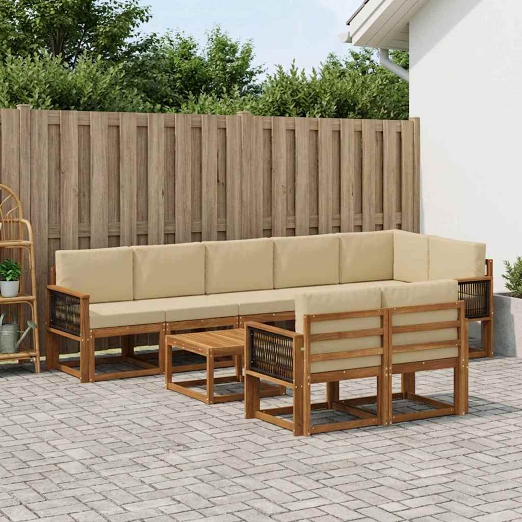 vidaXL Zestaw sof na zewnątrz 9 pcs Naturalny i Beżowy Poliester